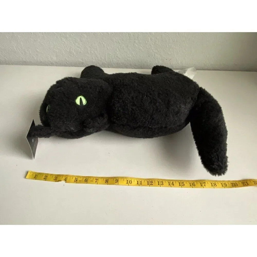 Cynthia Rowley Black CAT Shaped Pillow Halloween GLOW IN THE DARK EYES Soft NEW